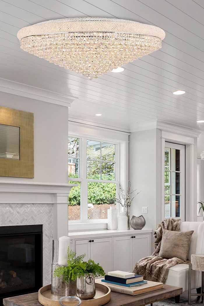Elegant Flush Mount Light - Chrome, L 48" (V1800F48C-RC)