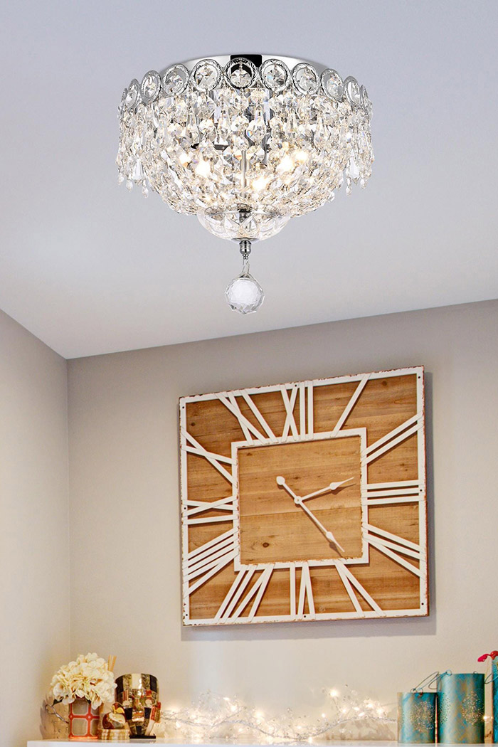 Elegant Flush Mount Light - Chrome, L 10" (V1900F10C-RC)