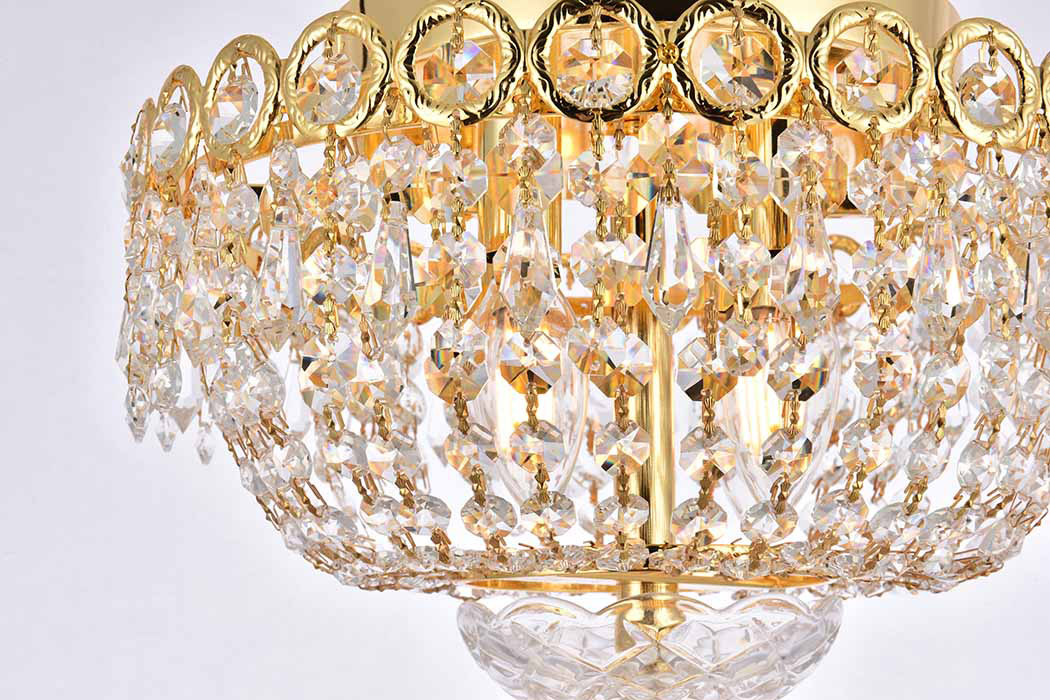 Elegant Flush Mount Light - Gold/RC, L 12" (V1900F12G-RC)