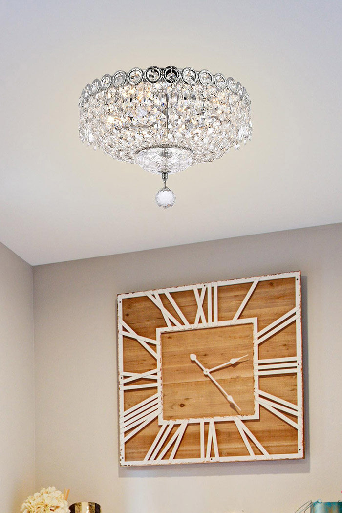 Elegant Flush Mount Light - Chrome, L 14" (V1900F14C-RC)