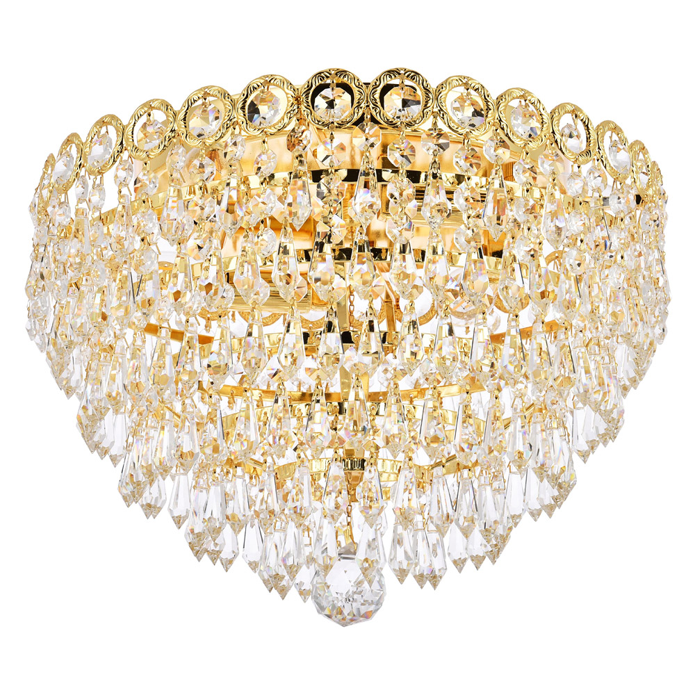 Elegant Flush Mount Light - Gold/RC, L 14" (V1902F14G-RC)