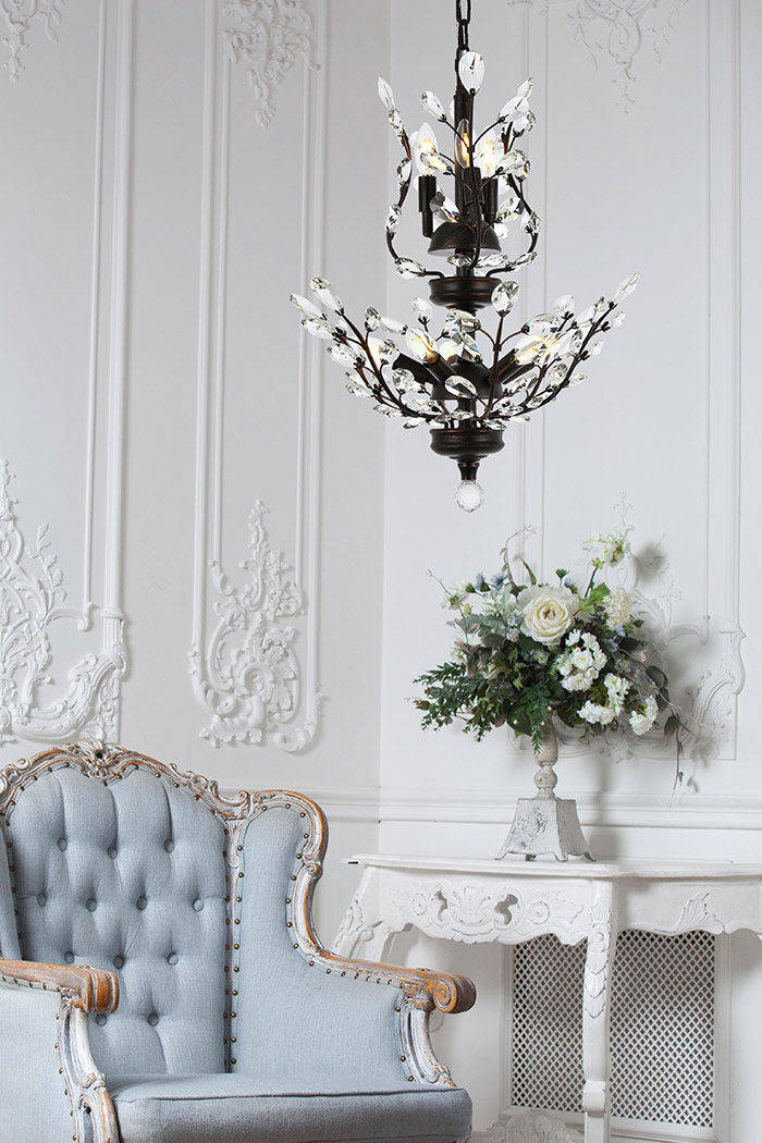 Elegant Chandelier - Dark Bronze, L 21" (V2011D21DB-RC)