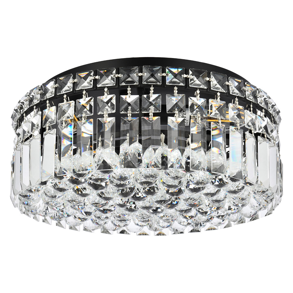 Elegant Flush Mount Light - Black, L 14" (V2030F14BK-RC)
