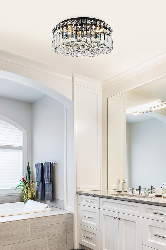 Elegant Flush Mount Light - Black, L 14" (V2030F14BK-RC)