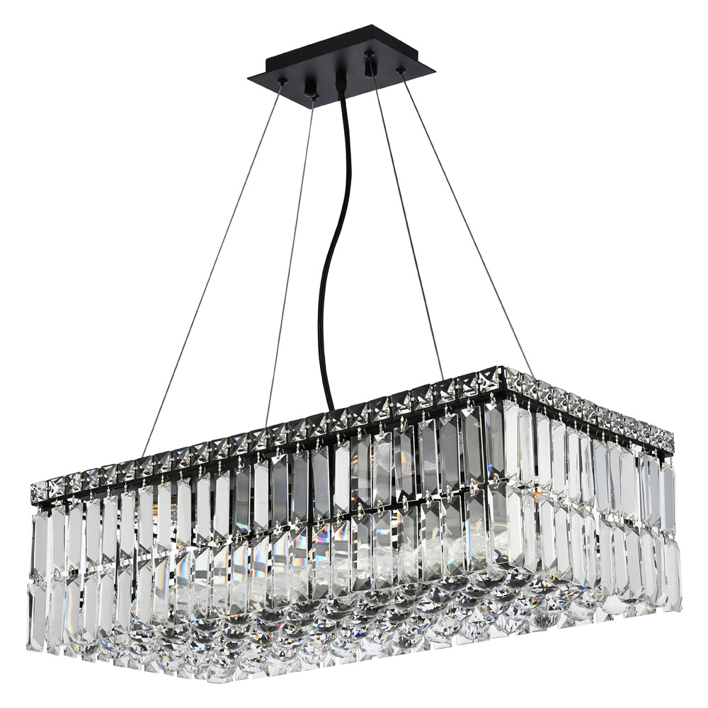 Elegant Chandelier - Black, L 12" (V2034D24BK-RC)