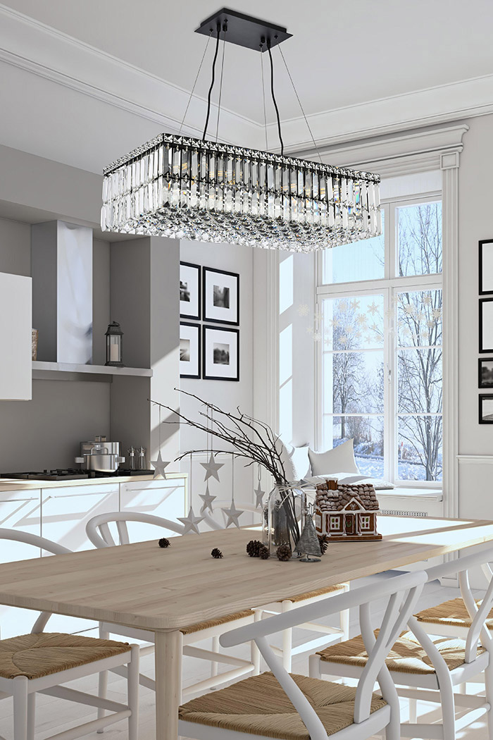 Elegant Chandelier - Black, L 14" (V2034D28BK-RC)