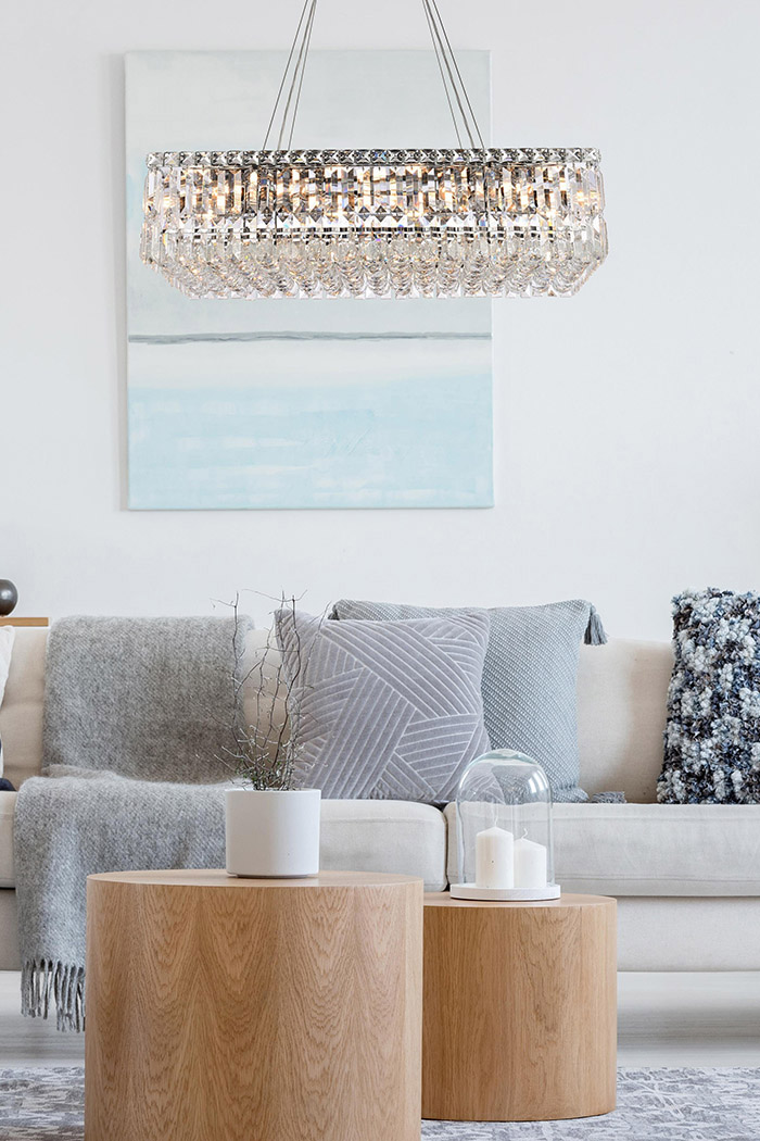 Elegant Chandelier - Chrome, L 14" (V2034D28C-RC)