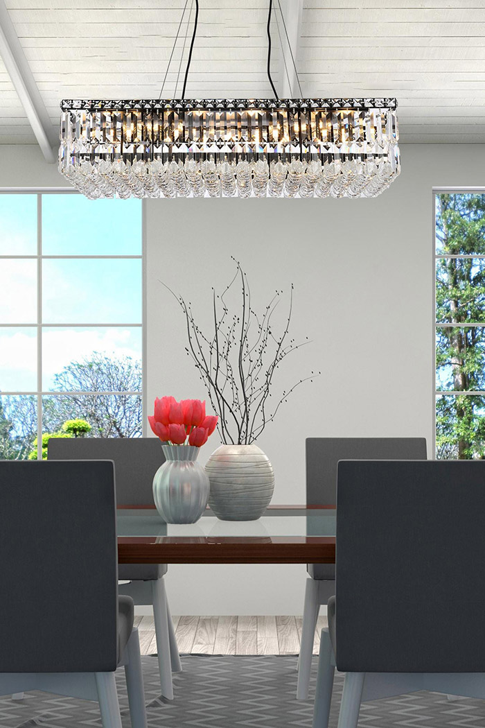 Elegant Chandelier - Black, L 16" (V2034D32BK-RC)