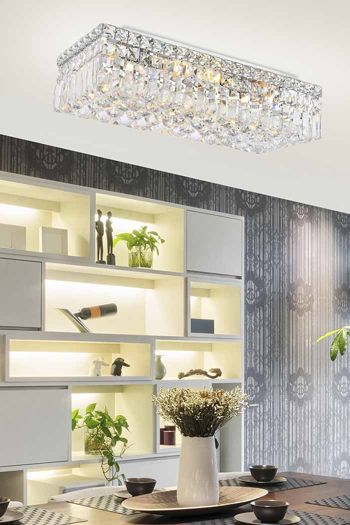 Elegant Flush Mount Light - Chrome, L 10" (V2034F20C-RC)