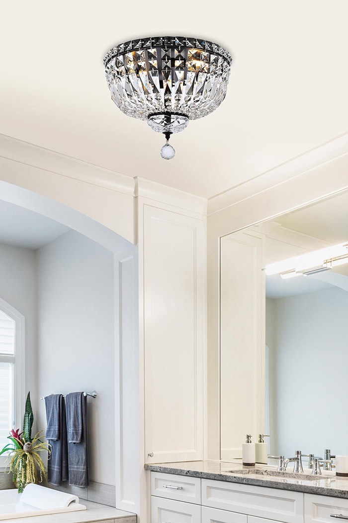 Elegant Flush Mount Light - Black, L 14" (V2528F14BK-RC)