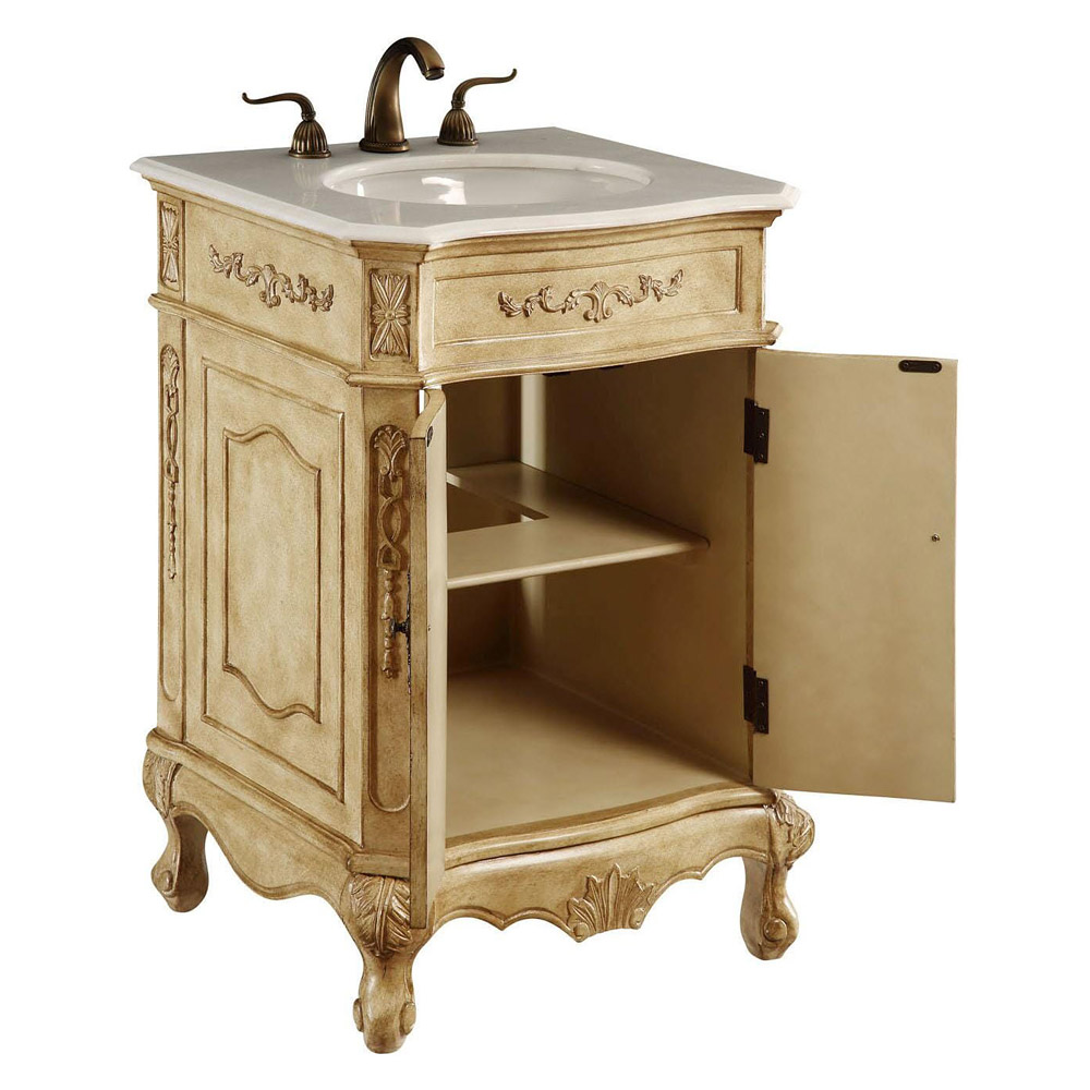 Elegant Vanity Cabinet 2 Door - Antique Beige, L 24" (VF-1001)