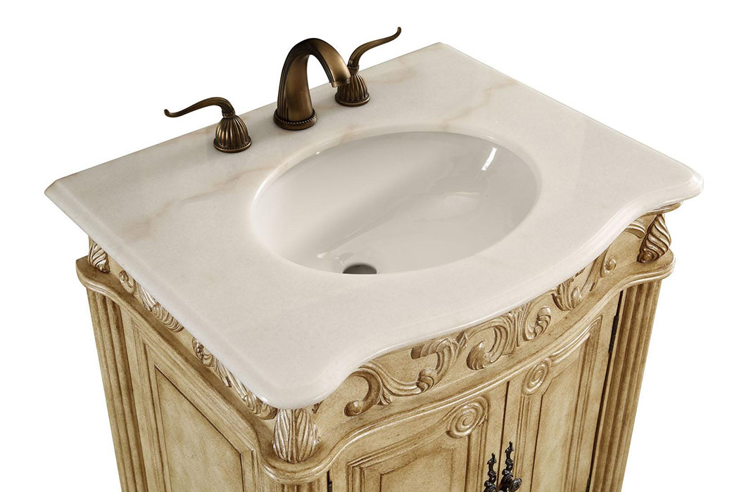 Elegant Vanity Cabinet 2 Door - Antique Beige, L 27" (VF-1002)