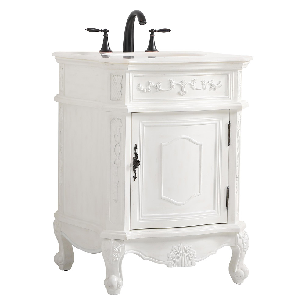 Elegant 24" Single Bathroom Vanity Set - Antique White (VF-1031AW)