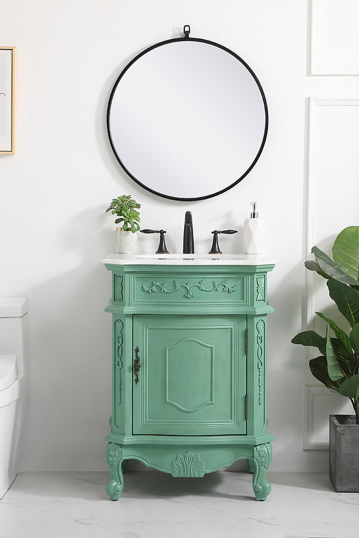 Elegant 24" Single Bathroom Vanity Set - Vintage Mint (VF-1031VM)