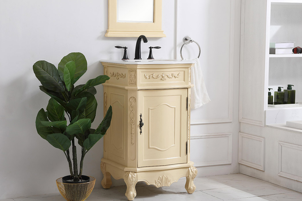 Elegant Vanity Sink Set - Light Antique Beige, L 21" (VF10121LT)