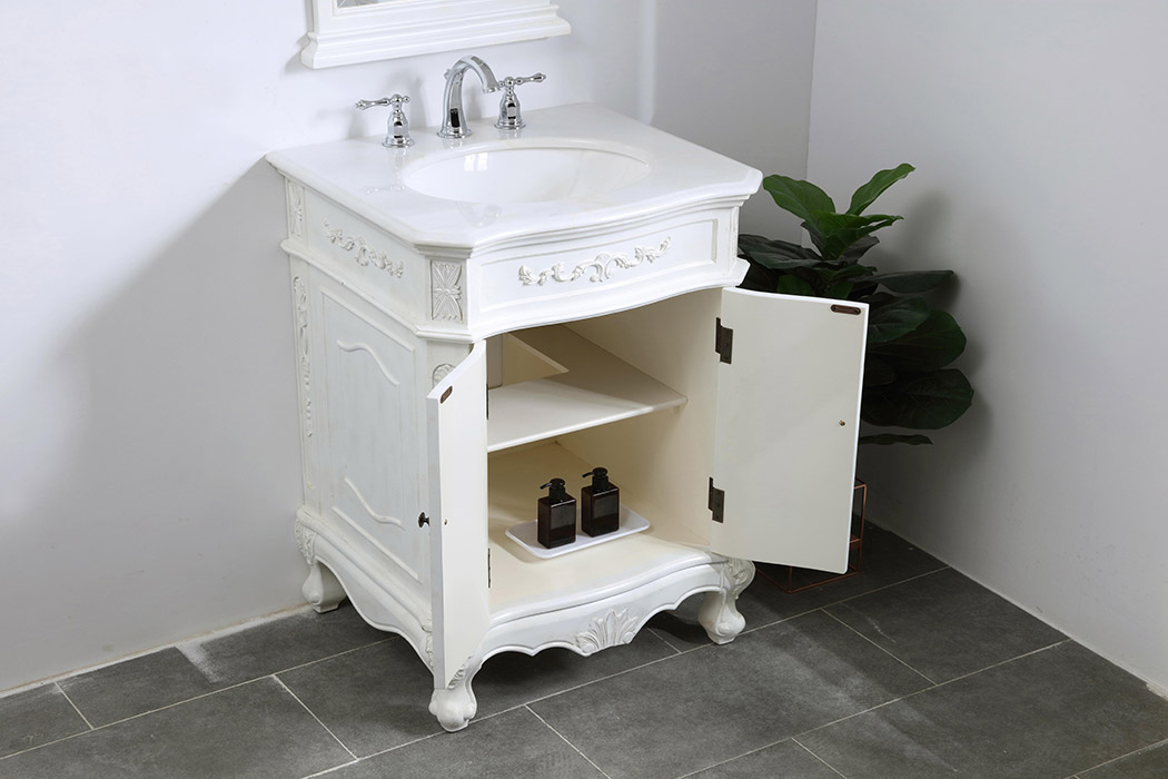 Elegant Danville Vanity Sink Set - Antique White, L 27" (VF10127AW)