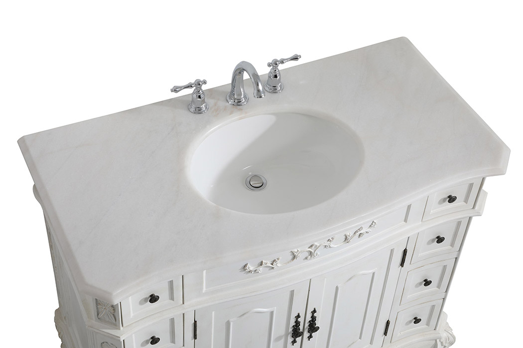 Elegant Danville Wide Vanity Set - Antique White, L 42" (VF10142AW)