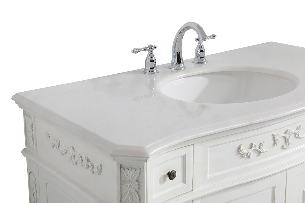 Elegant Danville Wide Vanity Set - Antique White, L 42" (VF10142AW)