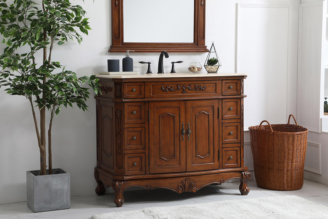 Elegant Danville Wide Vanity Set - Teak, L 42" (VF10142TK)