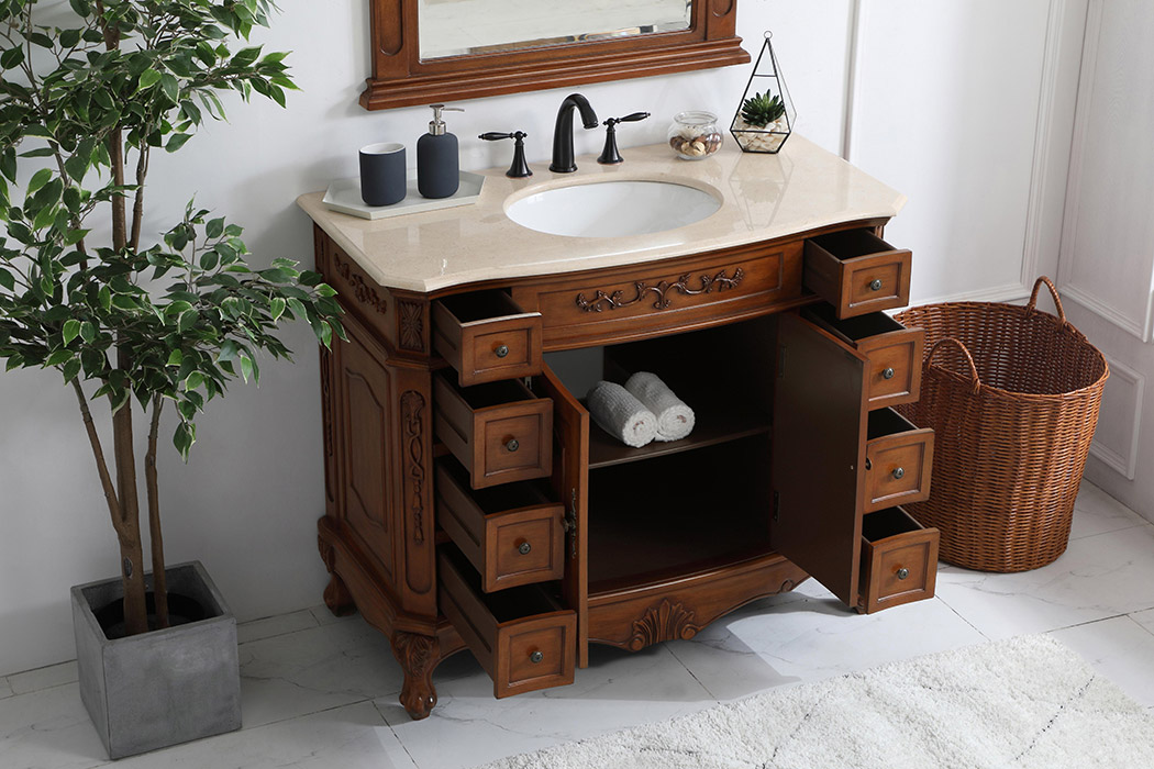 Elegant Danville Wide Vanity Set - Teak, L 42" (VF10142TK)