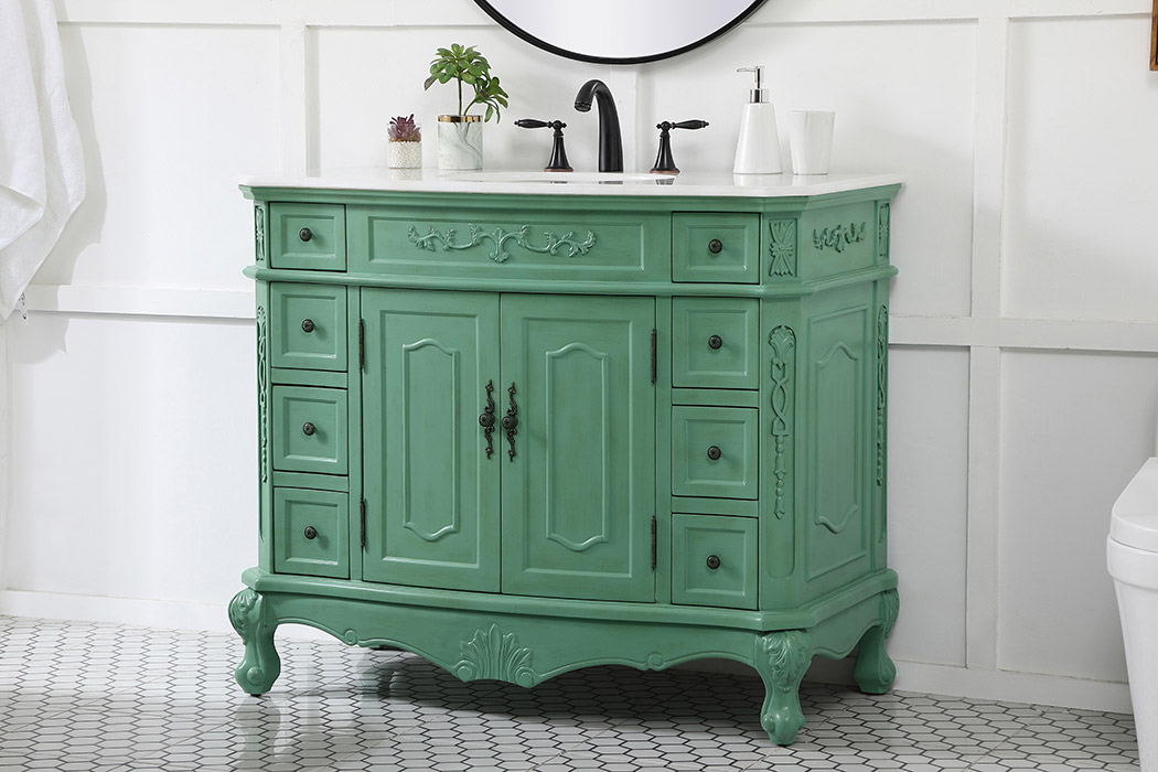 Elegant Danville Wide Vanity Set - Vintage Mint, L 42" (VF10142VM)