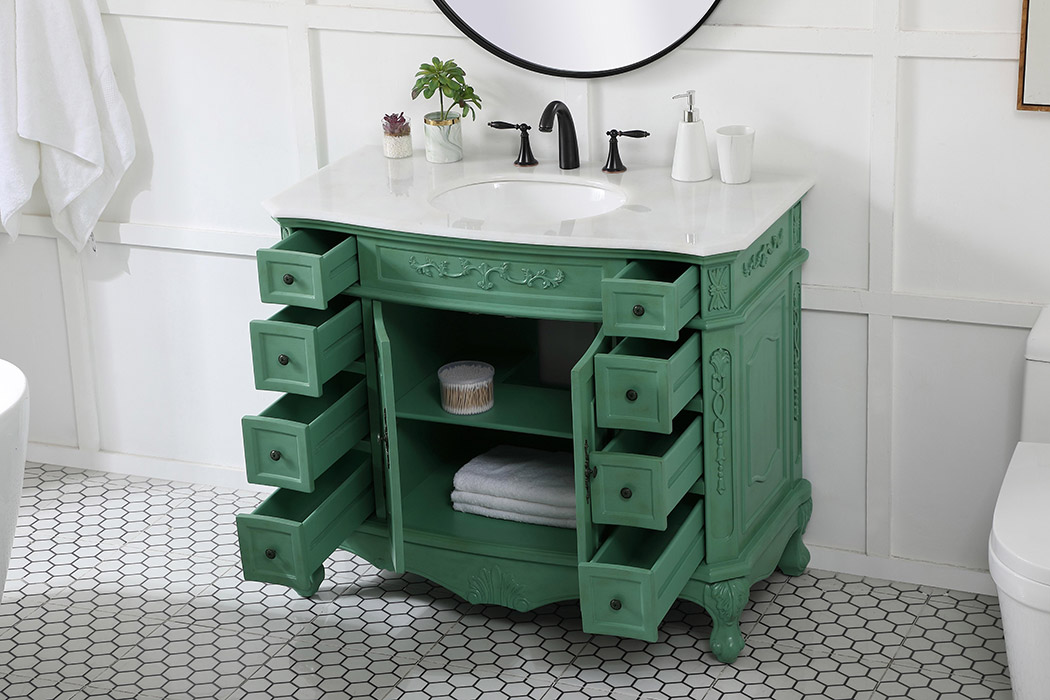 Elegant Danville Wide Vanity Set - Vintage Mint, L 42" (VF10142VM)