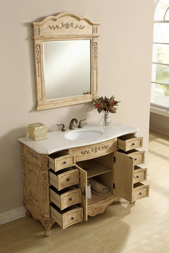 Elegant Danville Wide Vanity Set - Antique Beige, L 48" (VF10148AB)