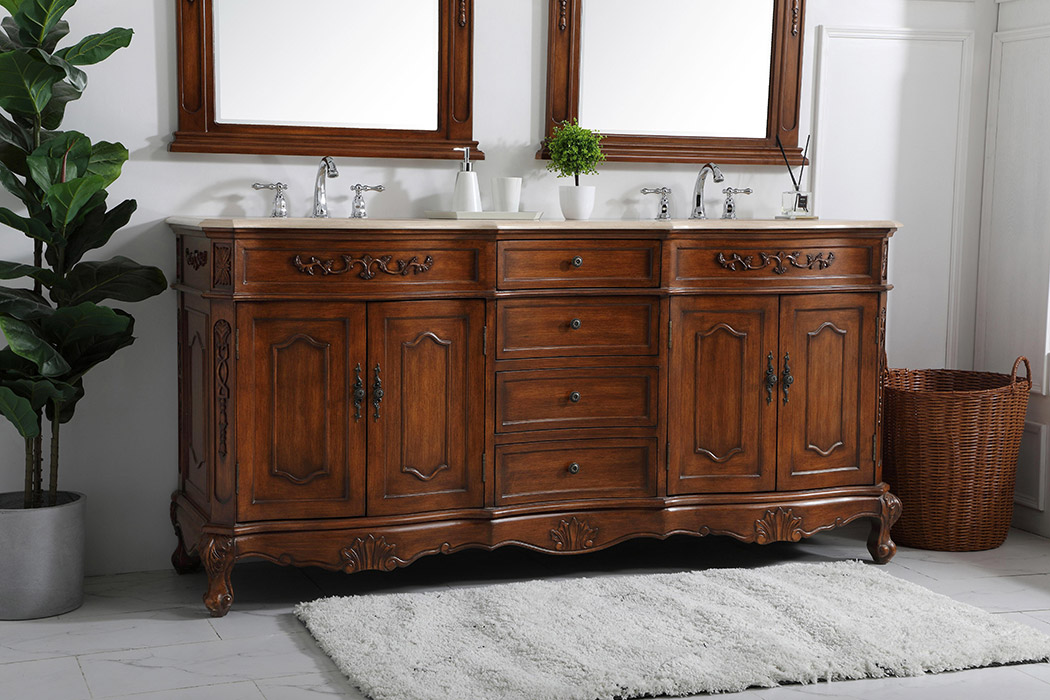Elegant Danville Double Vanity Sink Set - Teak (VF10172DTK)