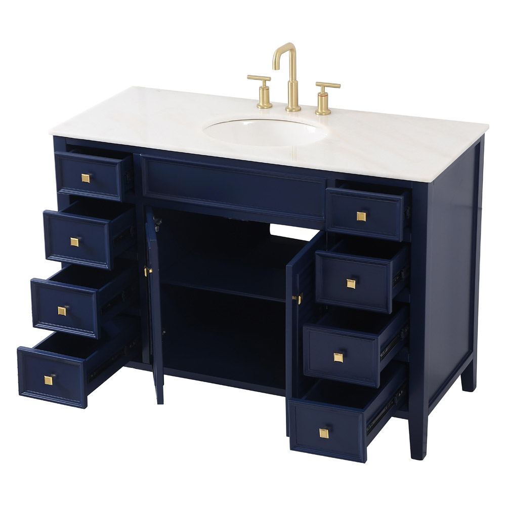 Elegant Cape Cod 48" Free Standing Single Bathroom Vanity Set - Blue (VF10448BL)