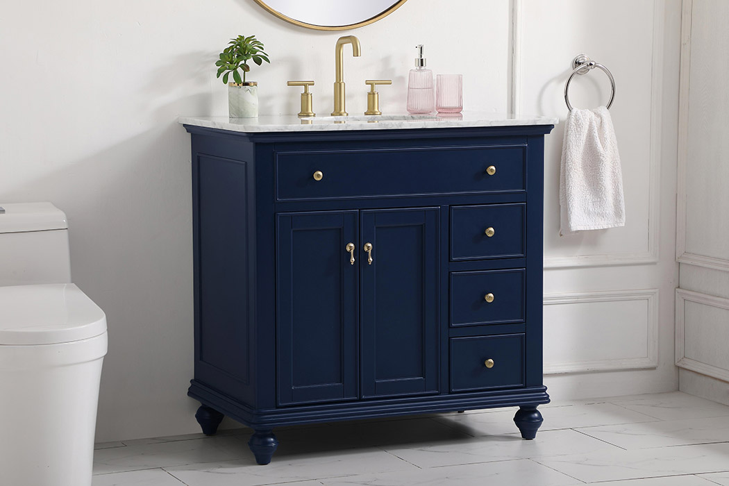 Elegant Otto Single Bathroom Vanity Set - Blue, L 36" (VF12336BL)