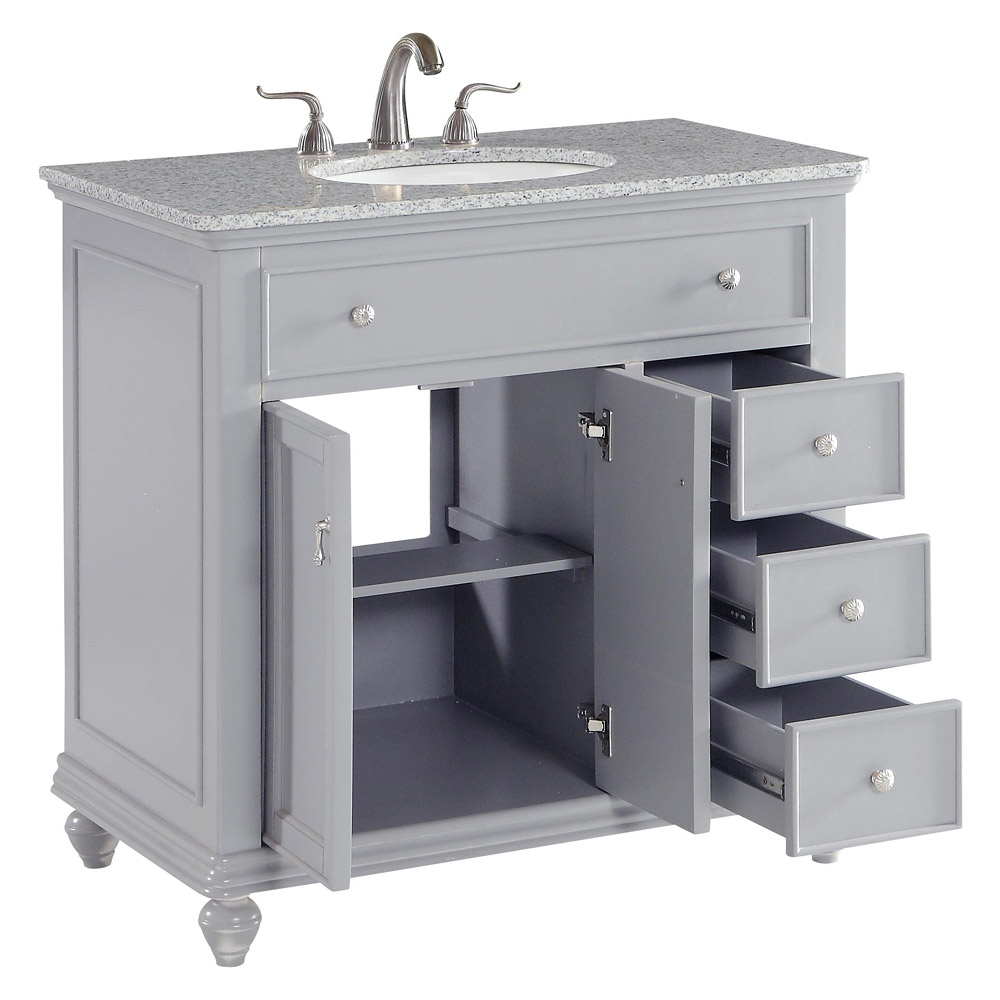 Elegant Otto Single Bathroom Vanity Set - Gray, L 36" (VF12336GR)