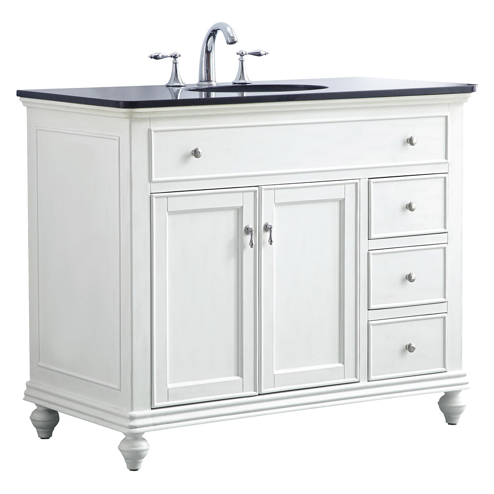Elegant Otto Single Bathroom Vanity Set - Antique White, L 42" (VF12342AW)
