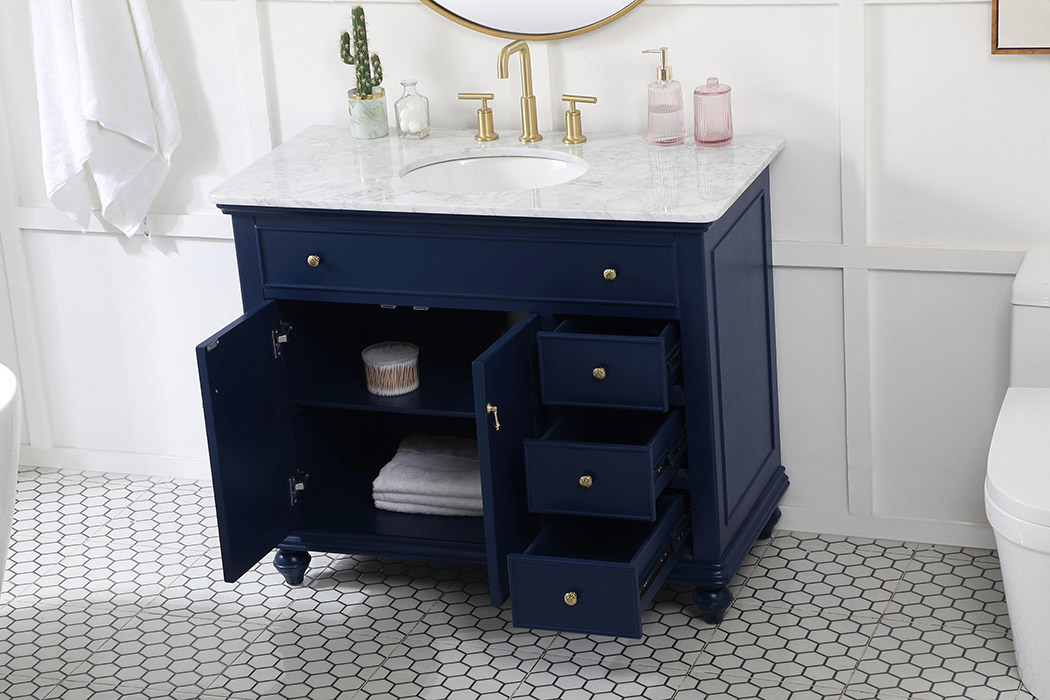 Elegant Otto Single Bathroom Vanity Set - Blue, L 42" (VF12342BL)