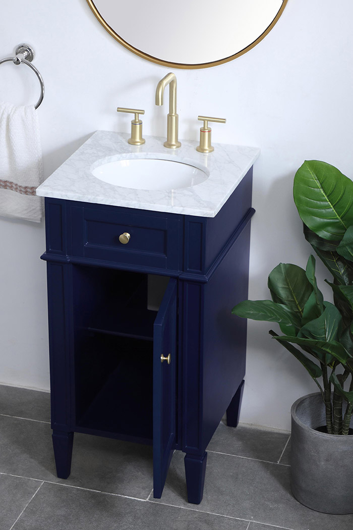 Elegant Single Bathroom Vanity Set - Blue, L 18" (VF12518BL)