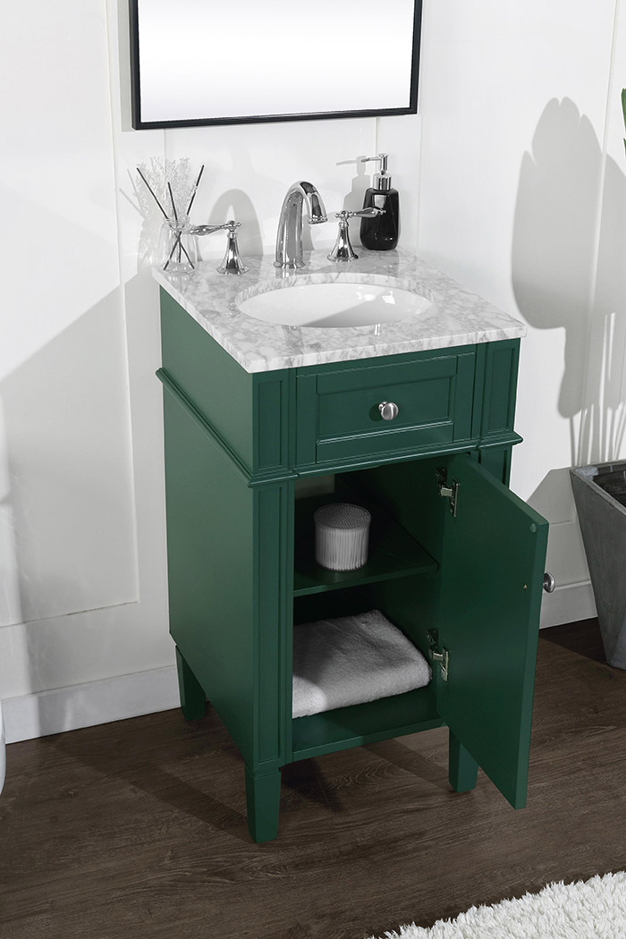 Elegant Single Bathroom Vanity Set - Green, L 18" (VF12518GN)