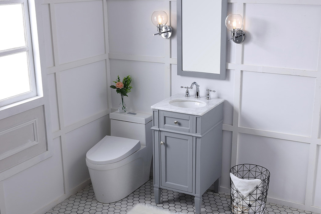 Elegant Single Bathroom Vanity Set - Gray, L 18" (VF12518GR)