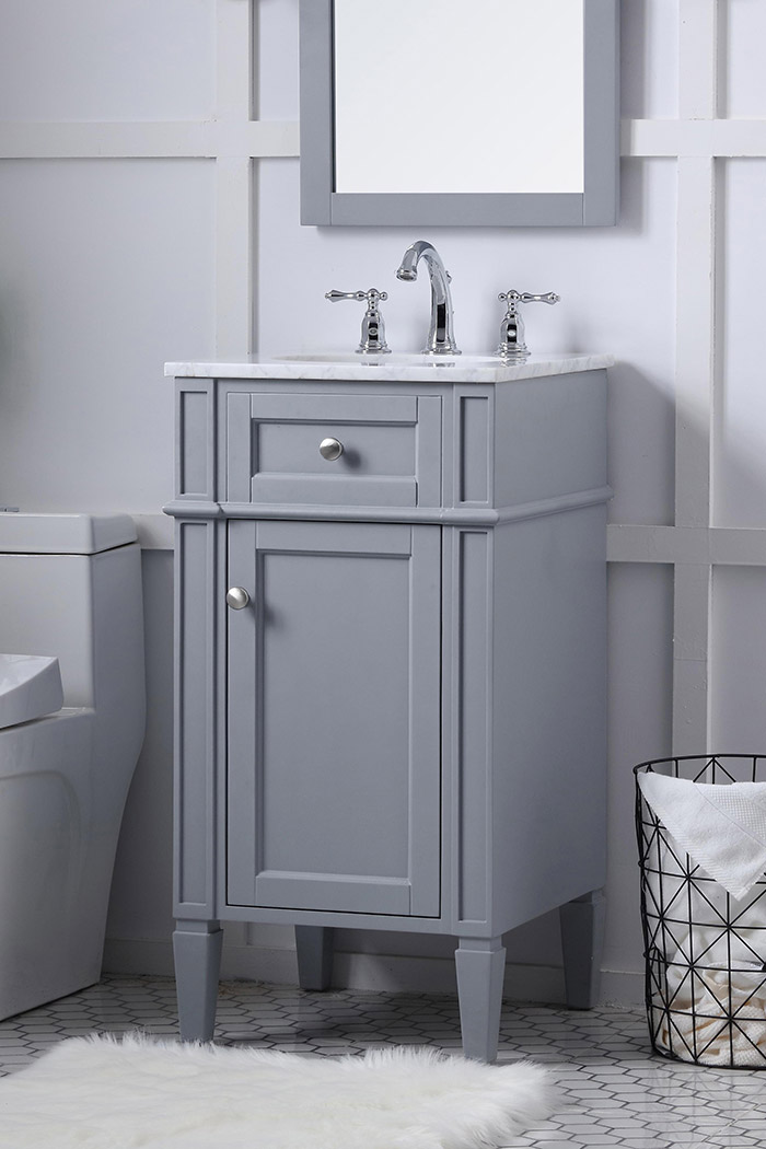 Elegant Single Bathroom Vanity Set - Gray, L 18" (VF12518GR)
