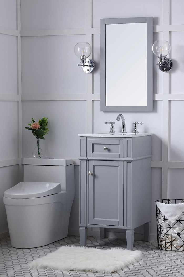 Elegant Single Bathroom Vanity Set - Gray, L 18" (VF12518GR)
