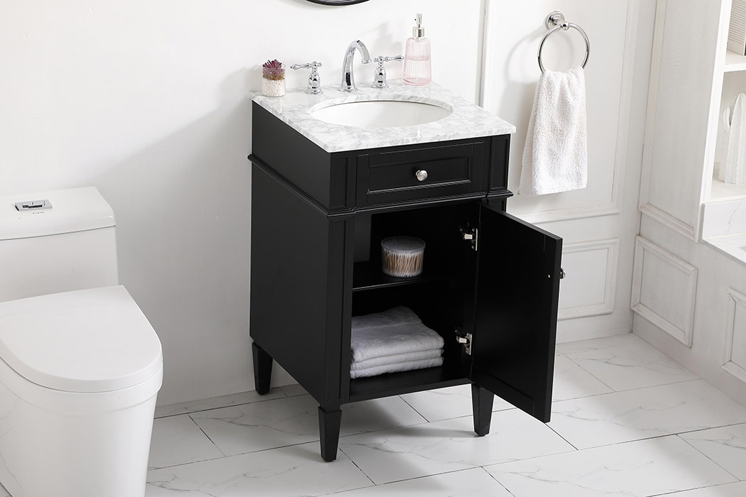 Elegant Single Bathroom Vanity Set - Black, L 21" (VF12521BK)