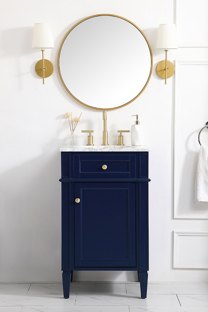 Elegant Single Bathroom Vanity Set - Blue, L 21" (VF12521BL)