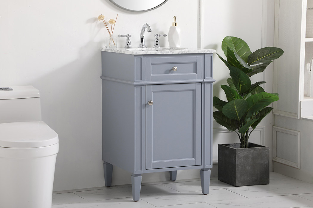 Elegant Single Bathroom Vanity Set - Gray, L 21" (VF12521GR)
