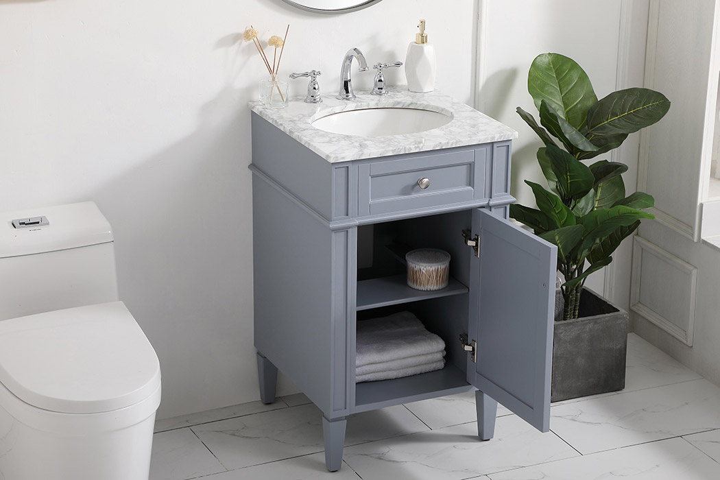 Elegant Single Bathroom Vanity Set - Gray, L 21" (VF12521GR)