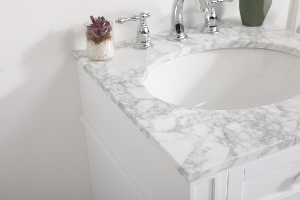 Elegant Single Bathroom Vanity Set - White, L 21" (VF12521WH)