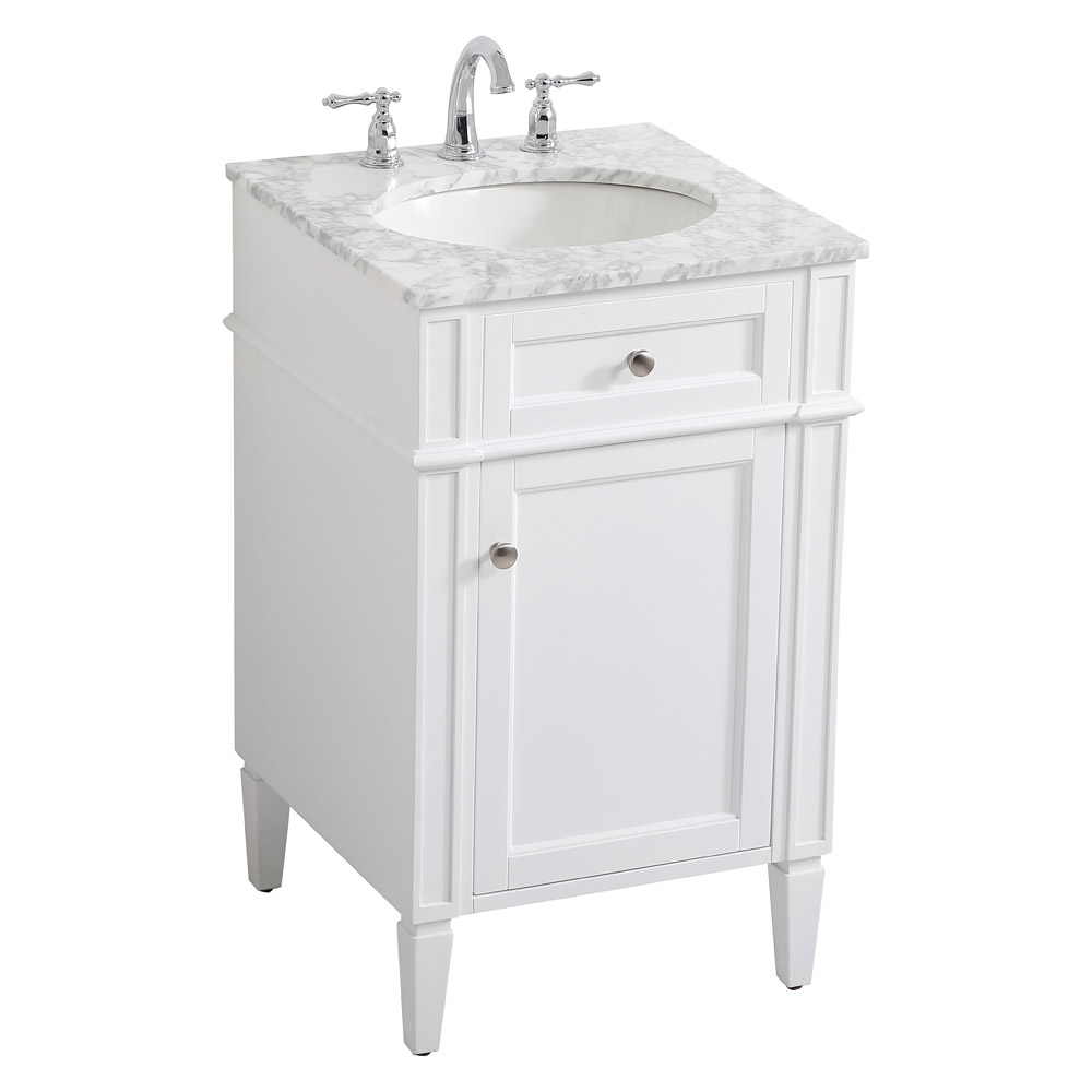 Elegant Single Bathroom Vanity Set - White, L 21" (VF12521WH)