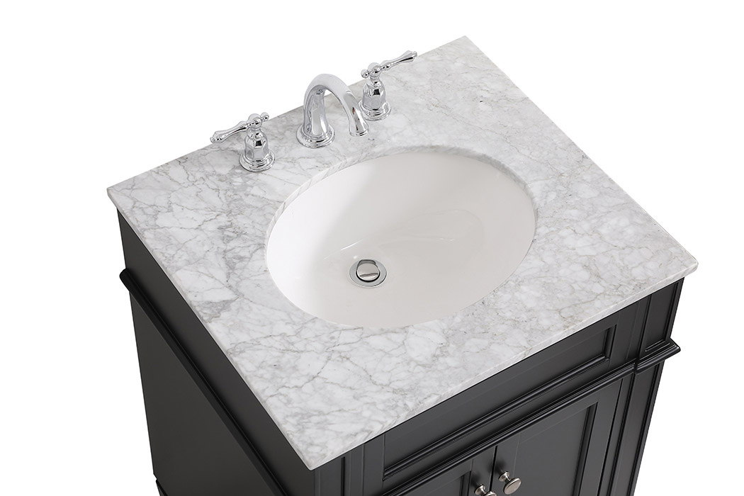 Elegant Single Bathroom Vanity Set - Black, L 24" (VF12524BK)