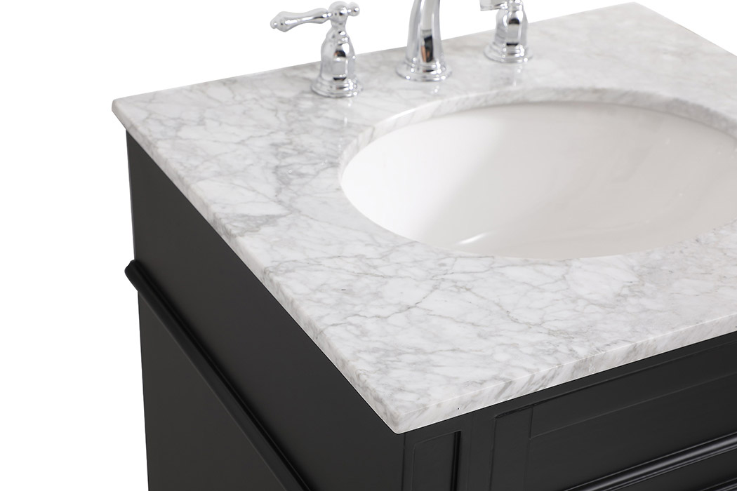 Elegant Single Bathroom Vanity Set - Black, L 24" (VF12524BK)