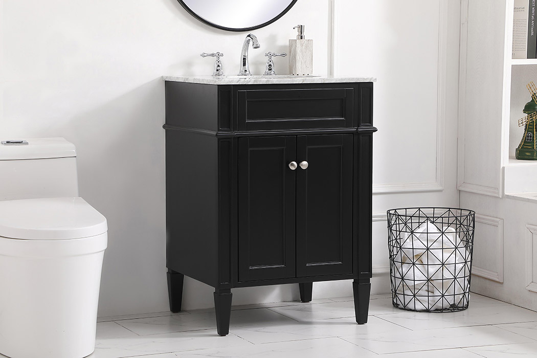 Elegant Single Bathroom Vanity Set - Black, L 24" (VF12524BK)