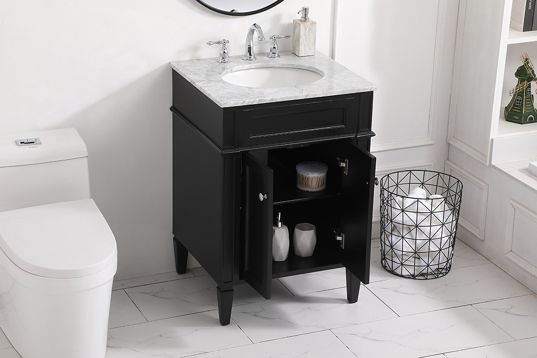 Elegant Single Bathroom Vanity Set - Black, L 24" (VF12524BK)