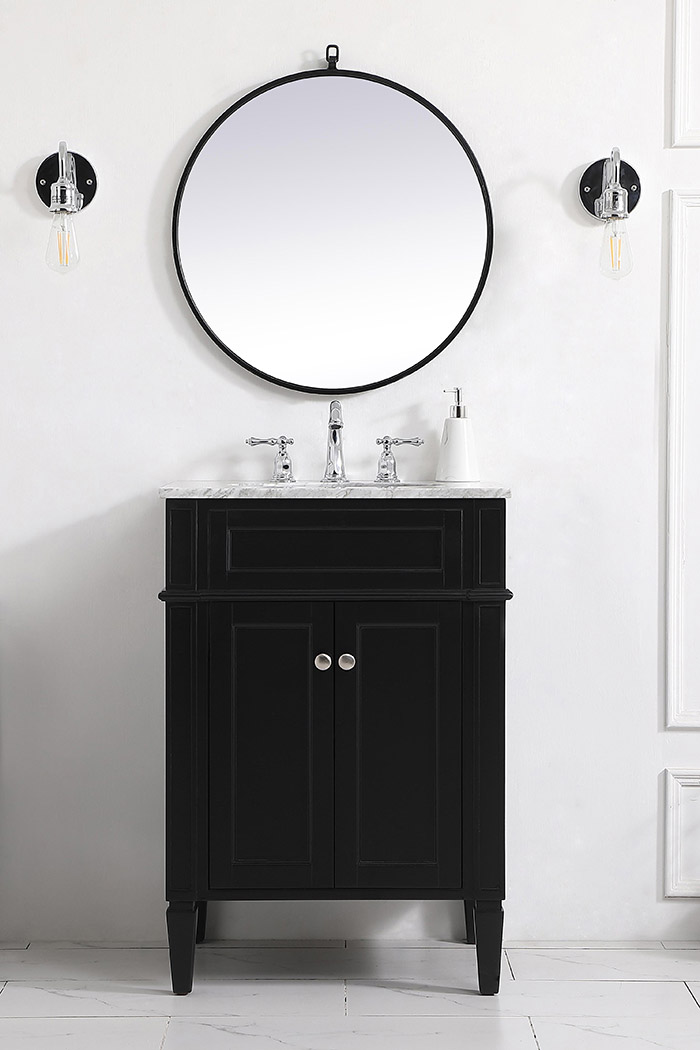 Elegant Single Bathroom Vanity Set - Black, L 24" (VF12524BK)