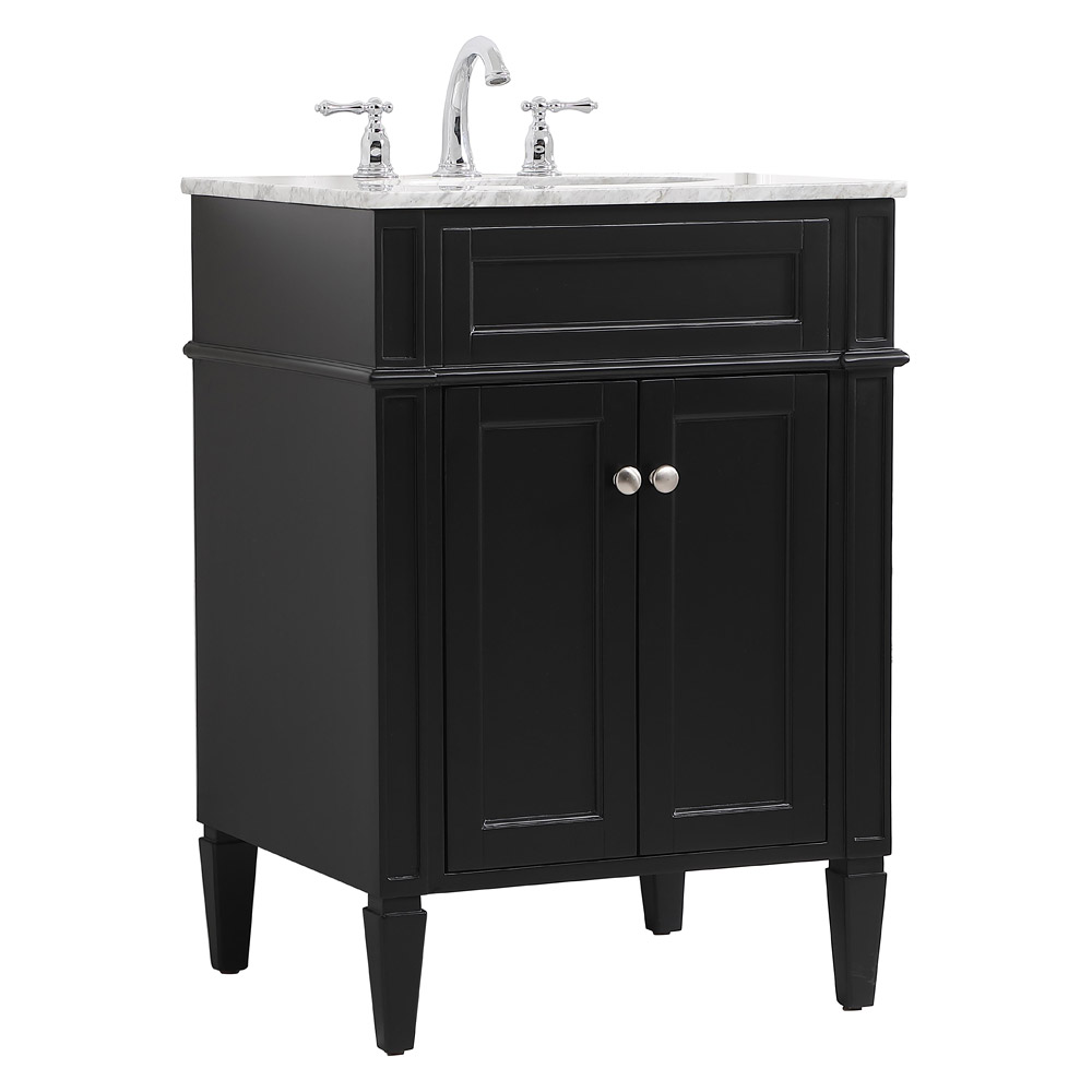 Elegant Single Bathroom Vanity Set - Black, L 24" (VF12524BK)
